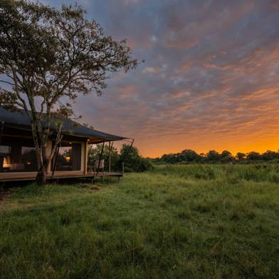 Wilderness Mara Guest tents allow for perfect sunset viewing in the calm of the Masai Mara